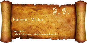 Horner Vidor névjegykártya